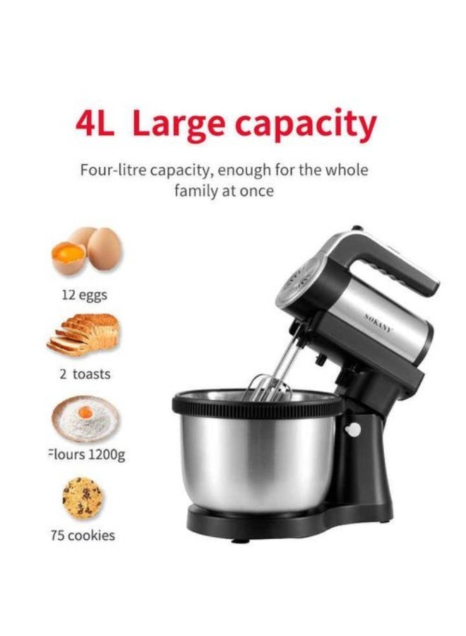 sokany SX-6662 Kneading Machine with 5 Speeds and 4.0L Rotating Stainless Steel Bowl 1000w - Image 5